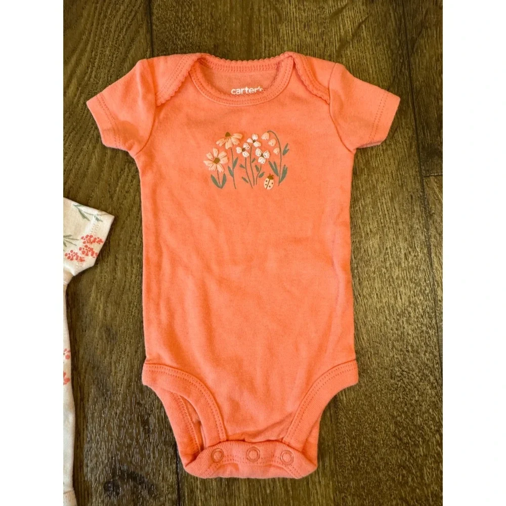 Carters Baby Girl Newborn Outfits Tee Shirts Bodysuits Clothes Smile Snuggles‎